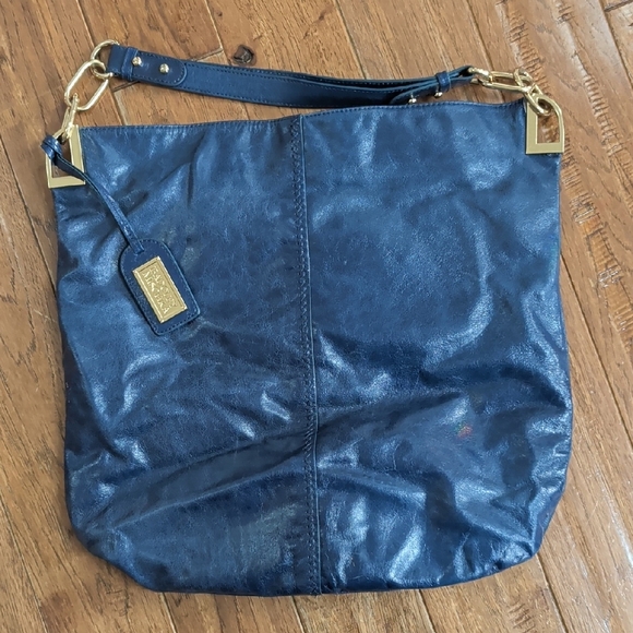 Badgley Mischka Handbags - Badgley Mischka Hobo Blue Leather Shoulder Bag